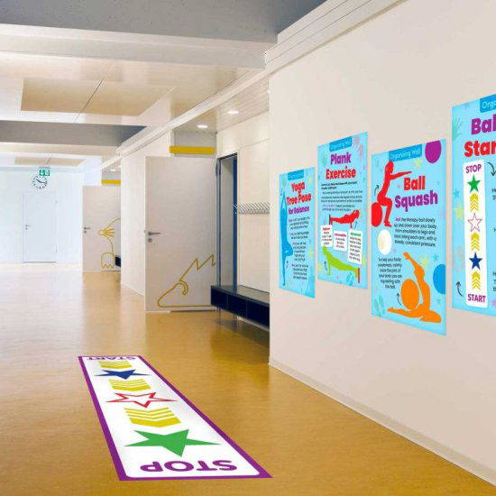 Sensory Circuit – Plank, Yoga, Ball Squash and Balance walk Wall Displays