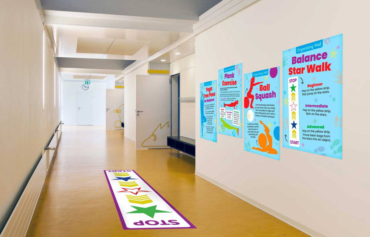 Sensory Circuit – Plank, Yoga, Ball Squash and Balance walk Wall Displays