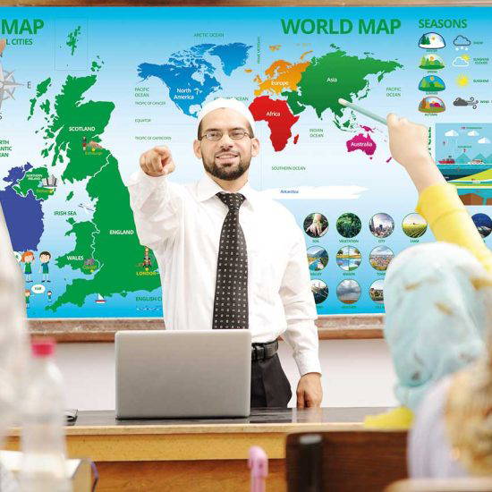 World Map and UK Map Wall Display for Primary Schools