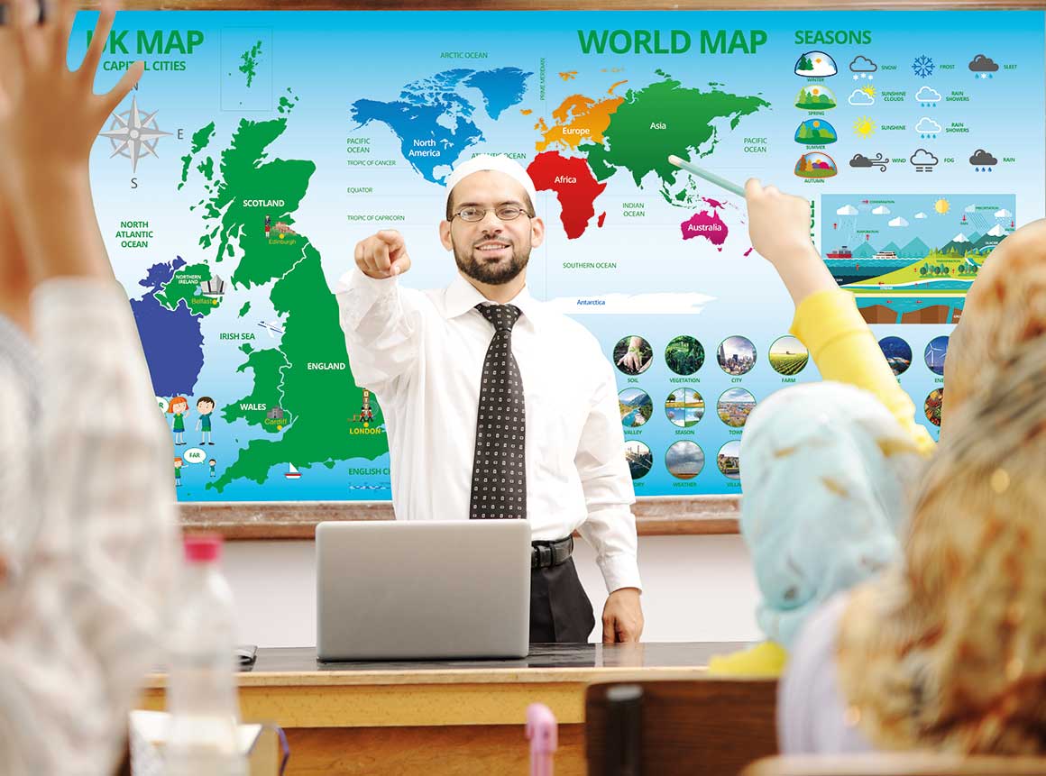 World Map and UK Map Wall Display for Primary Schools