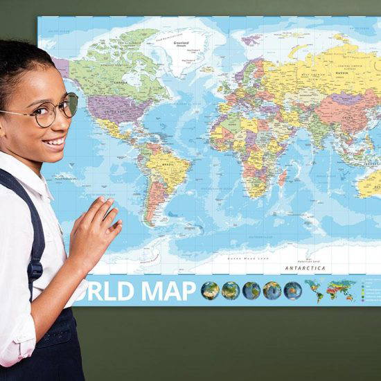 Educational Political World Map Wall Displays for Secondary Schools