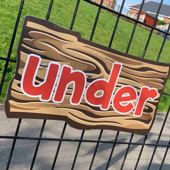 Crates and Planks Signs for Early Years, Indoor and Outdoor Wall Display for Learning in Schools