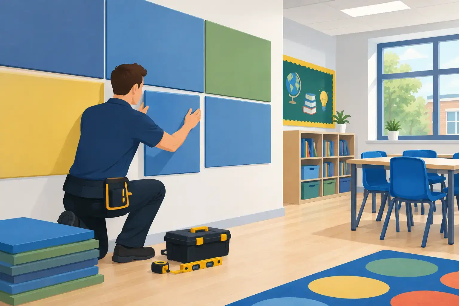 Foam Panel Installation for School Walls
